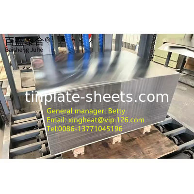 Elektrolytische Blechplatten mit T2-T5 Temperatur 5.6/5.6 Blechbeschichtung Matte Oberfläche Beenden 600mm-1160mm Schneidlänge